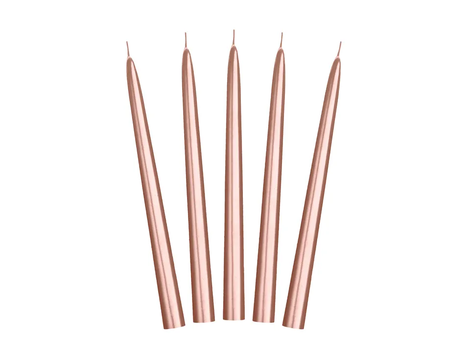 das-kost-mland-spitzkerzen-24cm-ros-gold-metallic-10-st-ck image 1