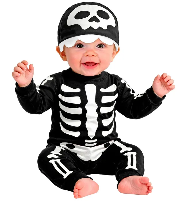 das-kost-mland-kleines-skelett-babykost-m-schwarz-wei image 1