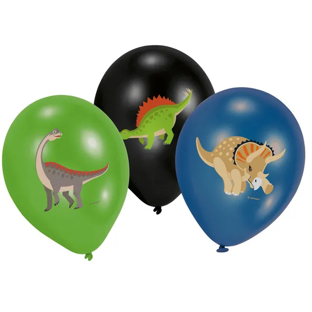 das-kost-mland-happy-dinosaurier-luftballons-6er-28cm-latex image 1