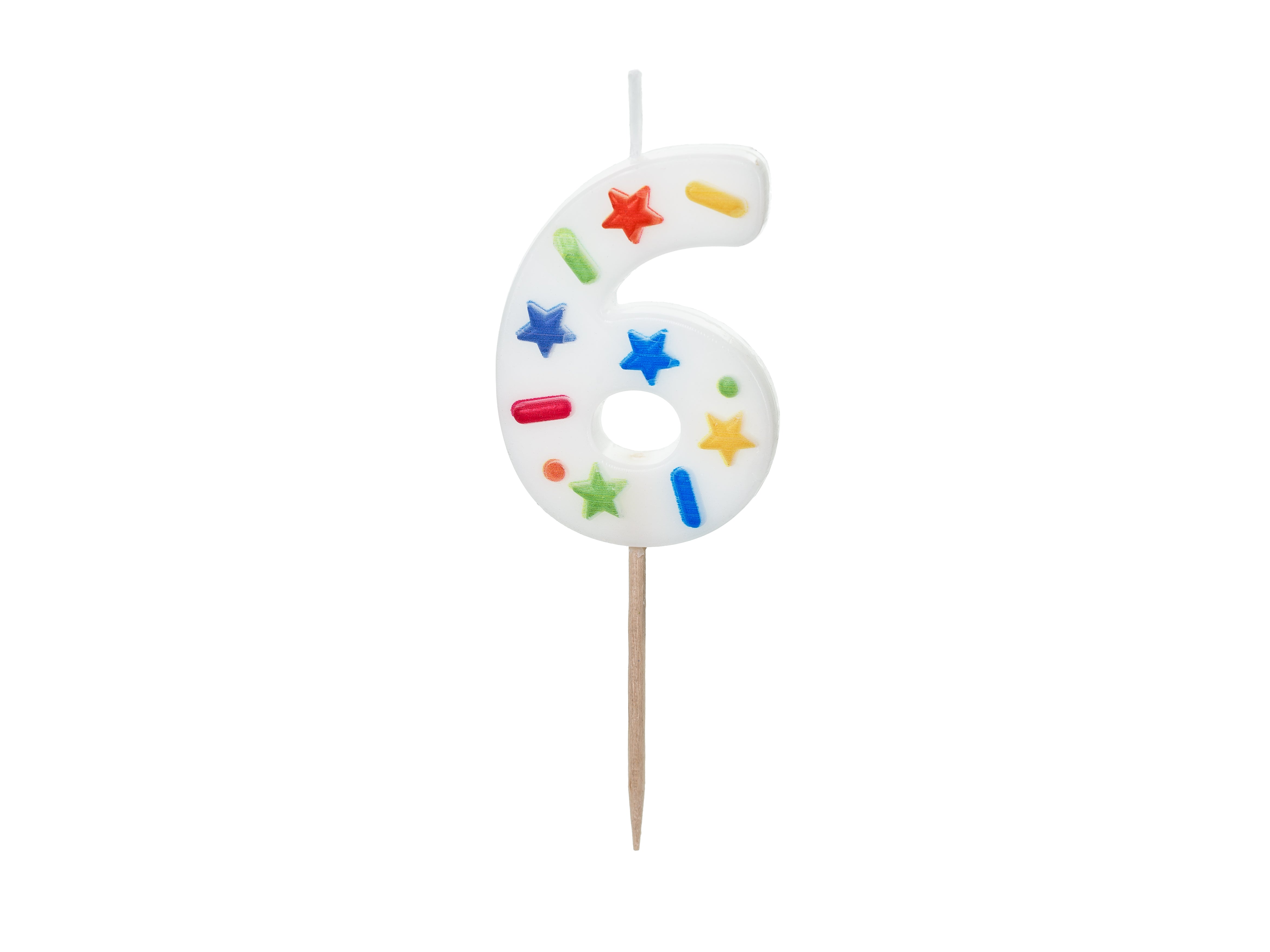 das-kost-mland-zahlenkerze-6-wei-konfetti-5-5-cm-torte image 1