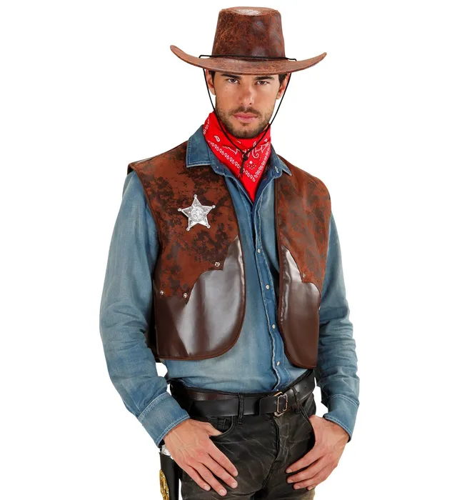 das-kost-mland-accessoires-cowboy-weste-herren-braun-sheriffstern-m-l image 1