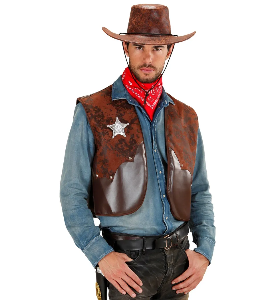 das-kost-mland-accessoires-cowboy-weste-herren-braun-sheriffstern-m-l image 1