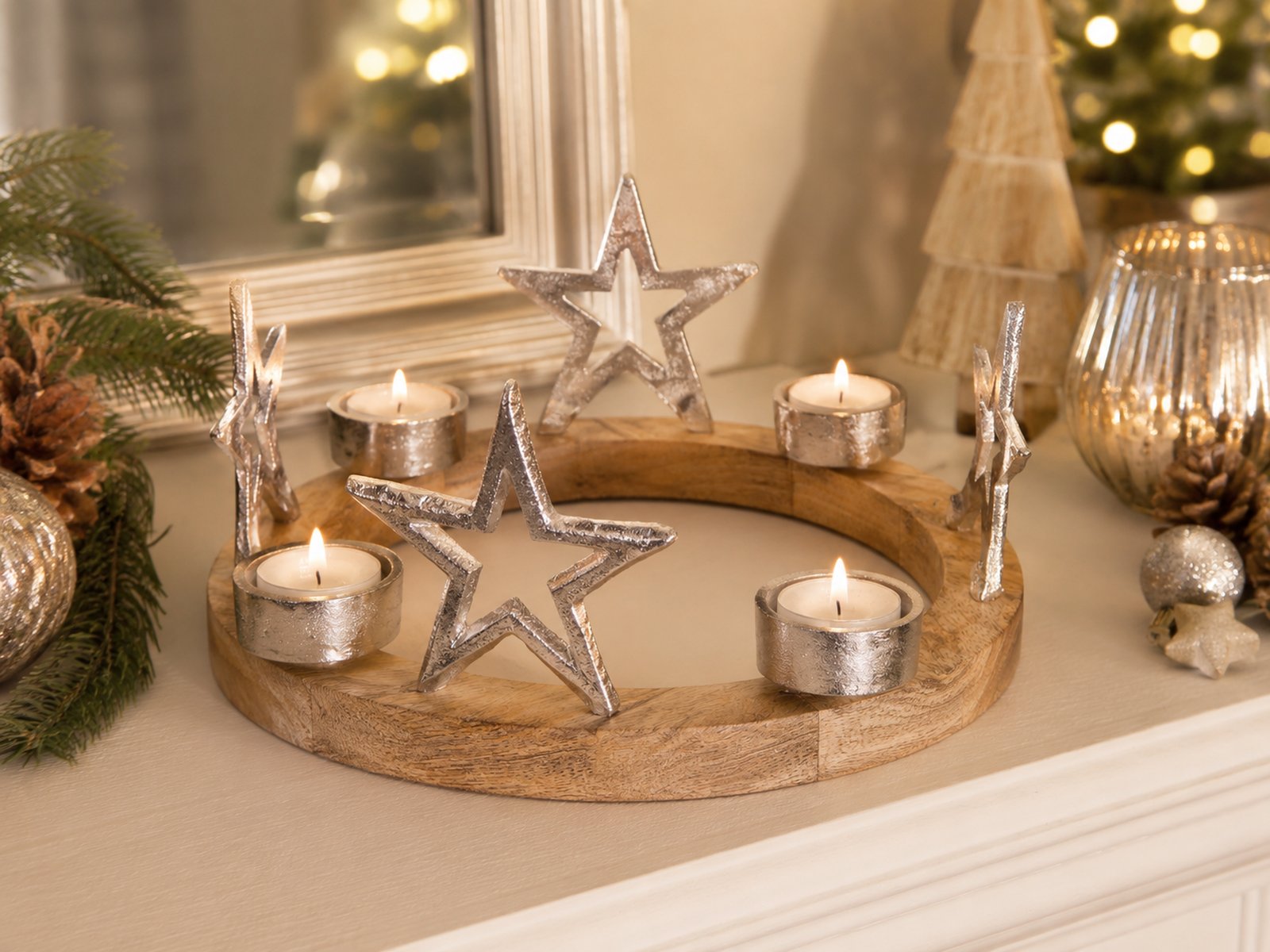 das-kost-mland-75219-adventskranz-holz-silber-25-cm image 3