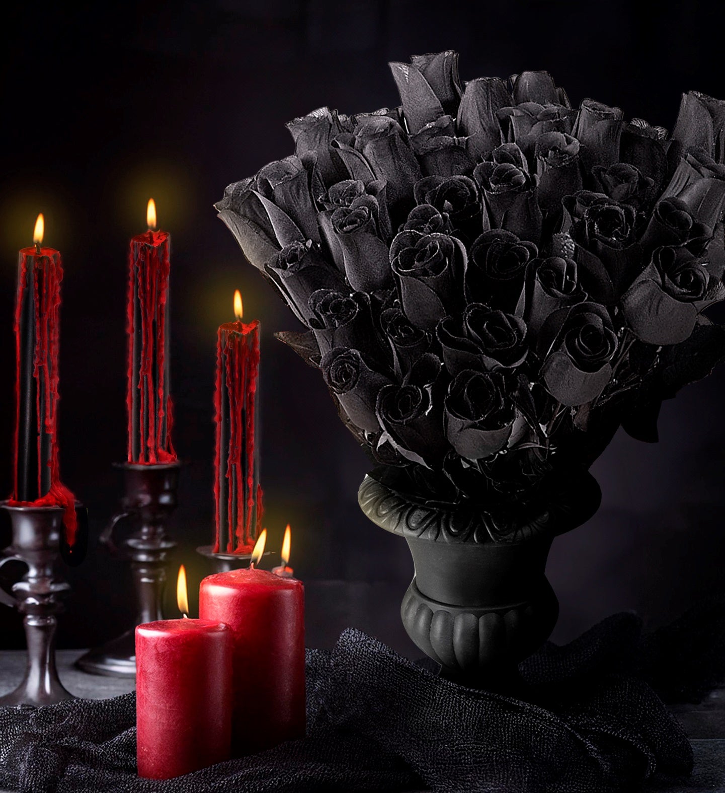 das-kost-mland-black-rose-dekoblume-44-cm-schwarz-halloween image 4