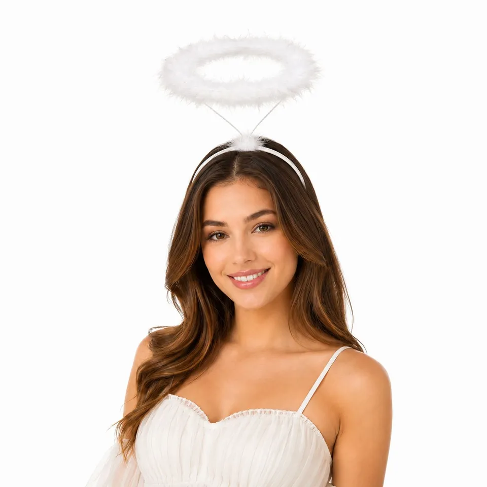 das-kost-mland-accessoires-haarreif-heiligenschein-wei-marabou image 1