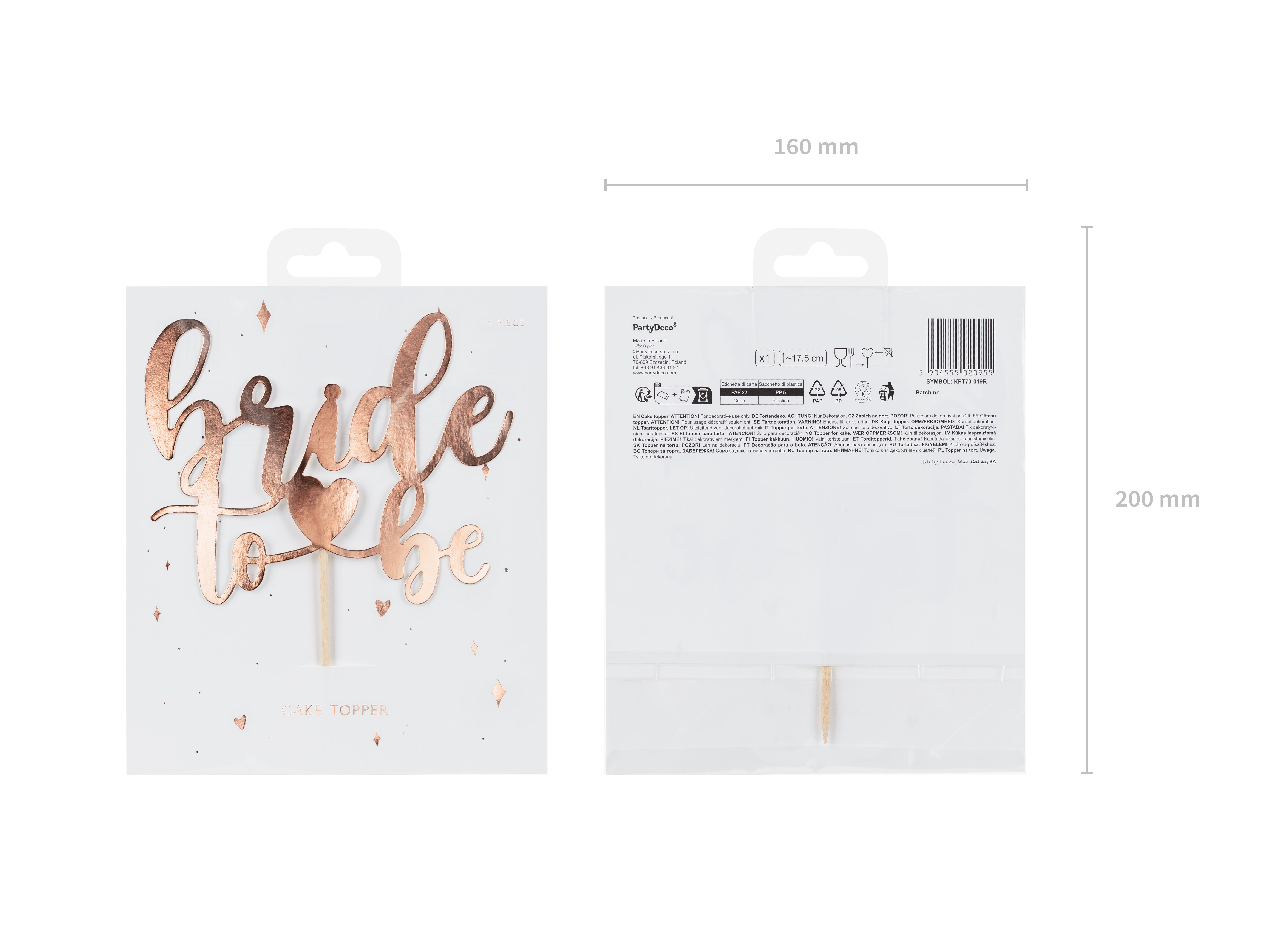 das-kost-mland-bride-to-be-tortendeko-17-5-cm-rosegold-topper image 2