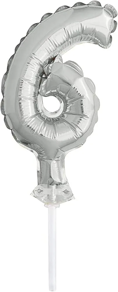das-kost-mland-tortendeko-ballonzahl-6-silber-13-cm image 1