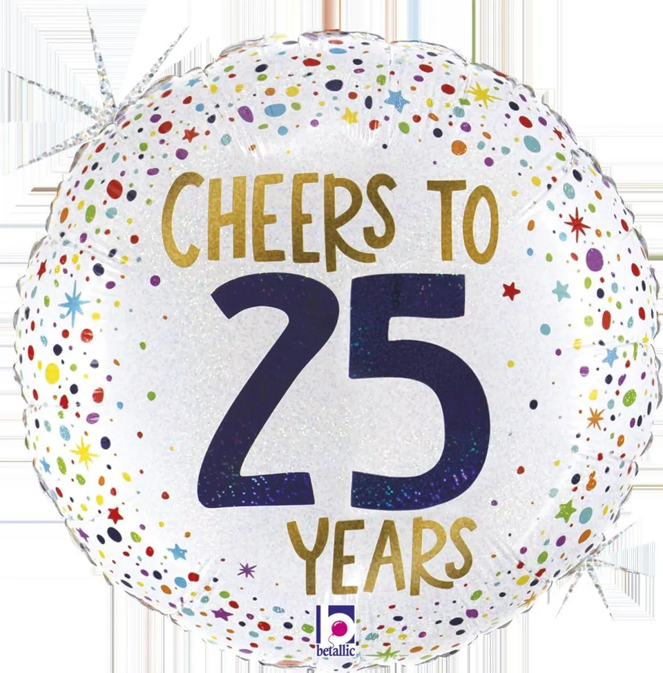 das-kost-mland-dekorationen-folienballon-cheers-to-25-years-46-cm image 1