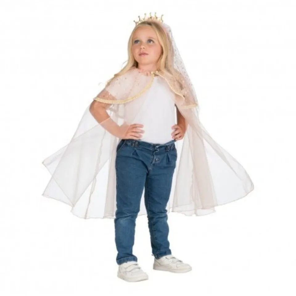 das-kost-mland-prinzessin-glitzer-umhang-rosa-mit-krone-75-cm image 1