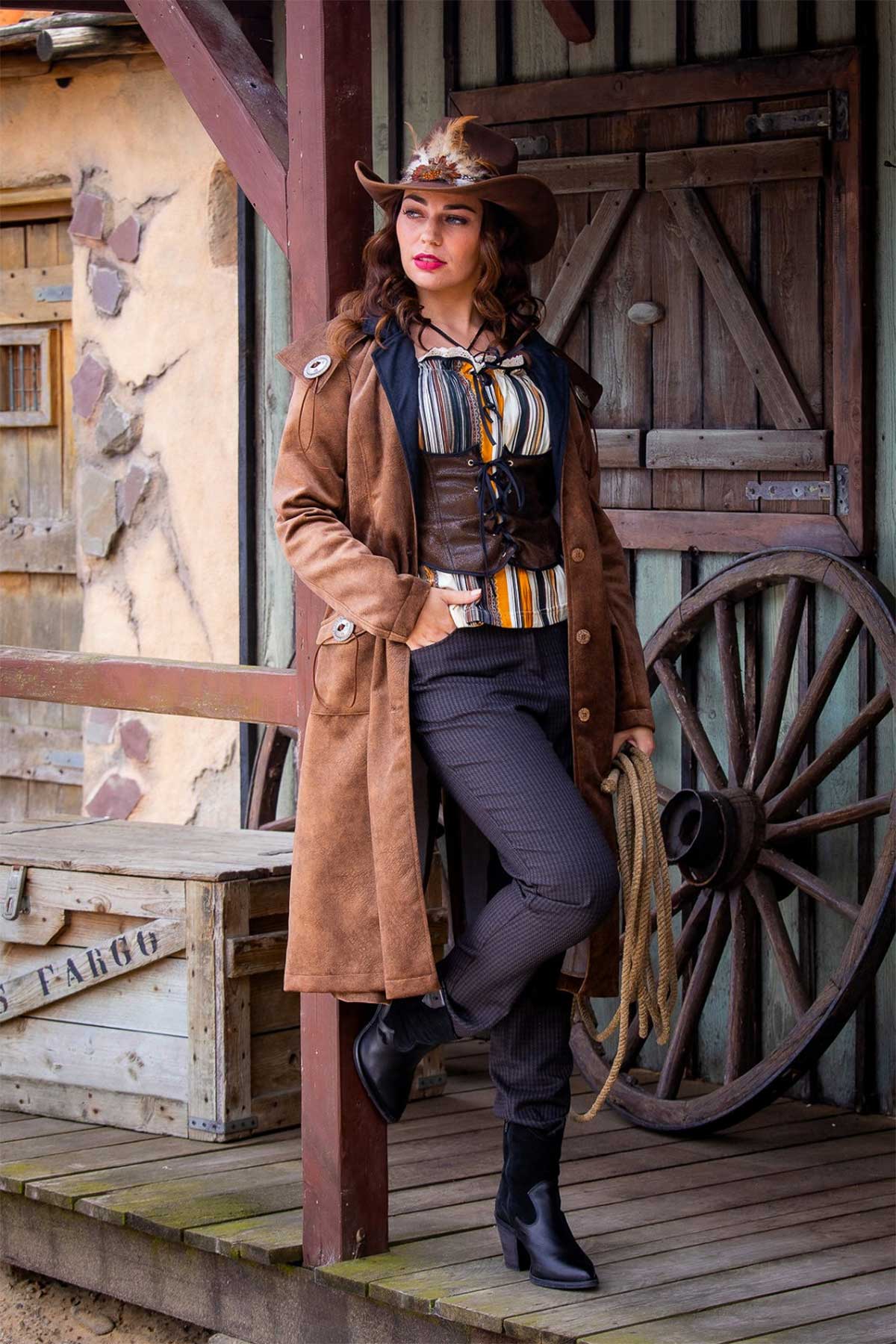 das-kost-mland-jane-western-mantel-damen-braun-cowgirl image 3