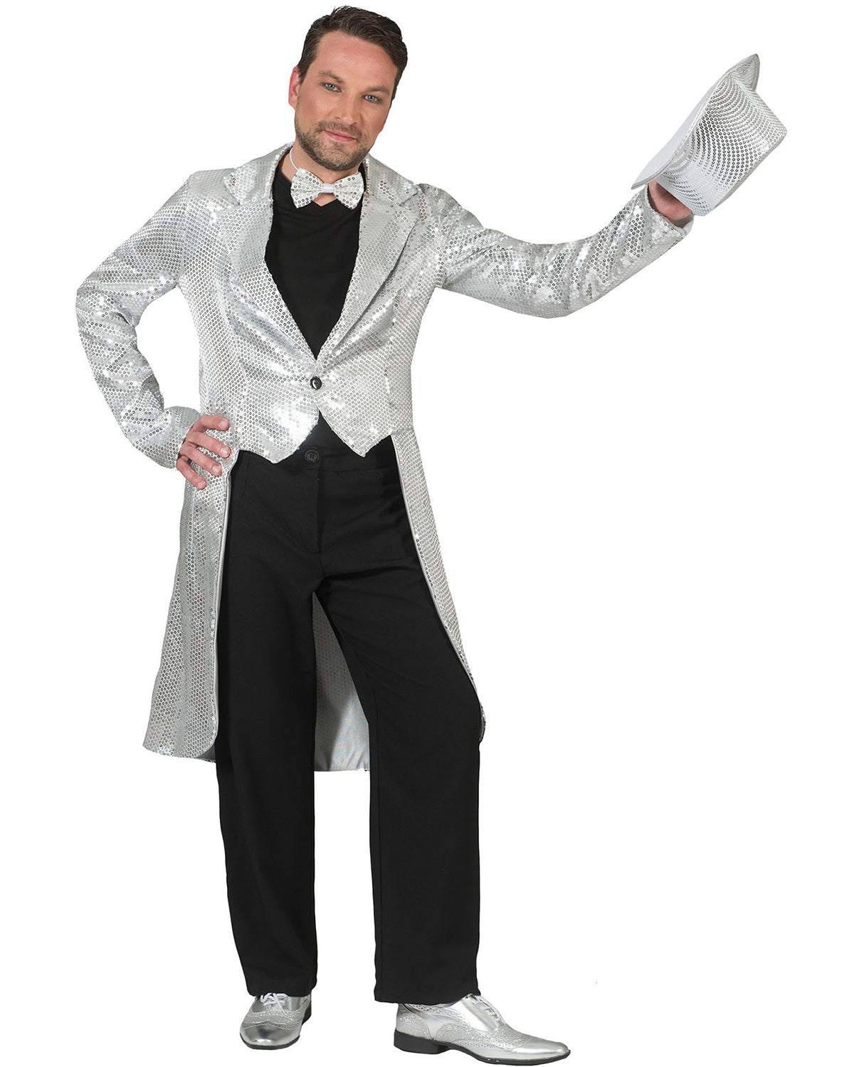 pailletten-frack-aron-herren-gr-52-54-glitzer-silber image 1