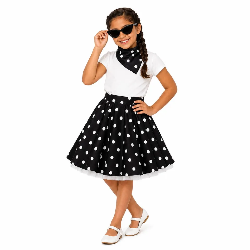 das-kost-mland-50er-jahre-kinder-tellerrock-kost-m-schwarz-wei-128 image 1