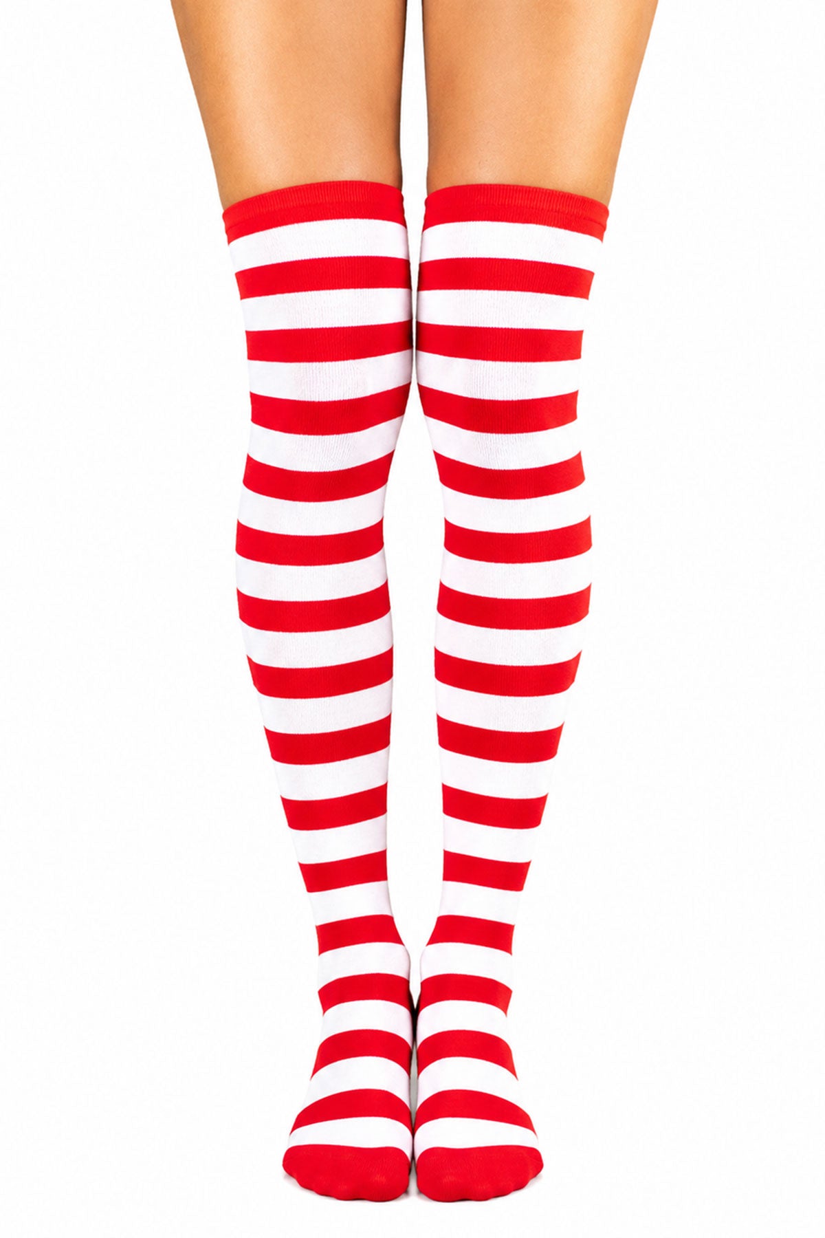 das-kost-mland-ringelstr-mpfe-overknees-rot-wei-gestreift-damen image 1