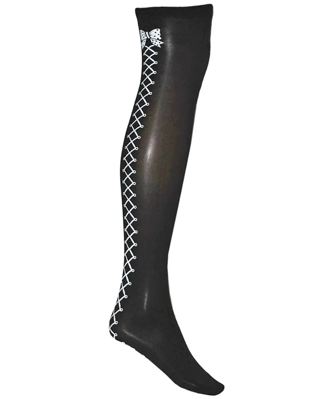 das-kost-mland-overknees-halterlose-str-mpfe-schwarz-wei-schleife image 1