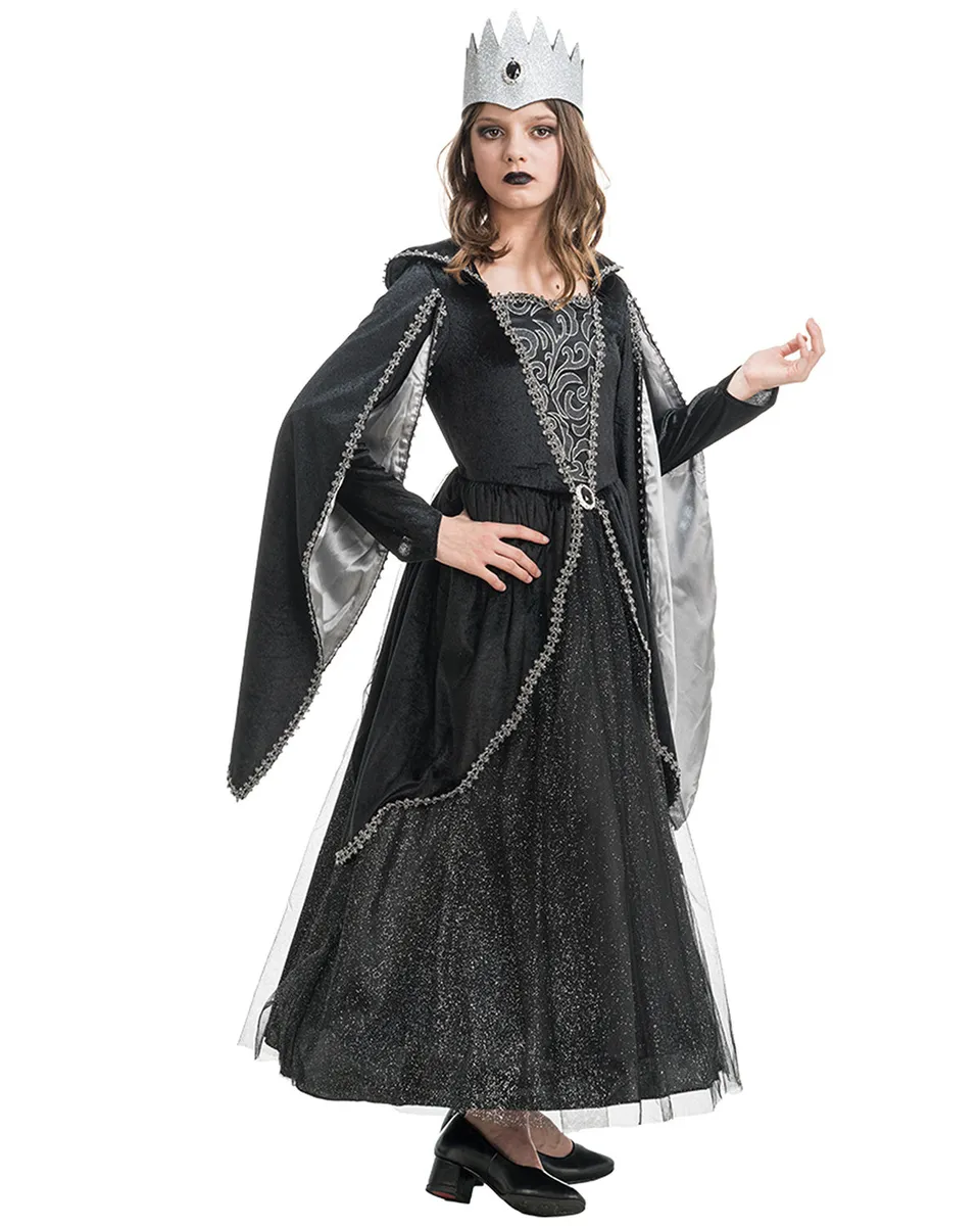 dark-queen-kost-m-m-dchen-schwarz-silber-gr-128-krone image 1