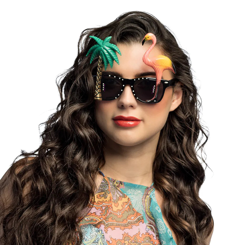 das-kost-mland-hawaii-partybrille-palme-flamingo-mehrfarbig image 1