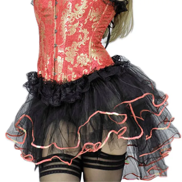 das-kost-mland-burlesque-volant-rock-schwarz-rosa-gr-m image 1