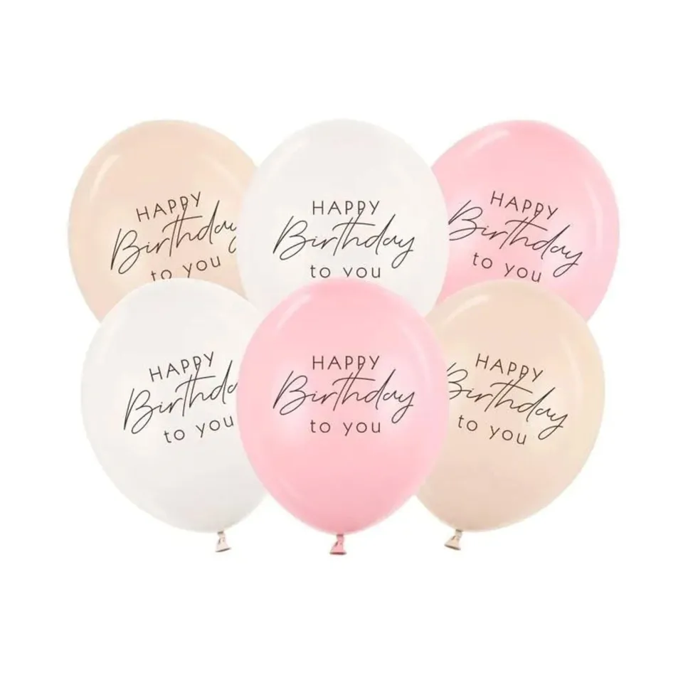 das-kost-mland-deko-luftballon-happy-birthday-30-cm-rosa-mix-6-stk image 1