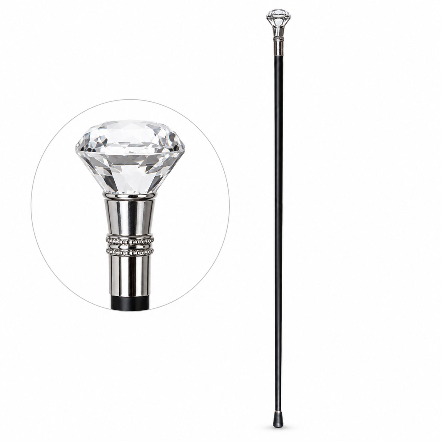 das-kost-mland-diamond-gehstock-silberknauf-93-cm-schwarz image 1