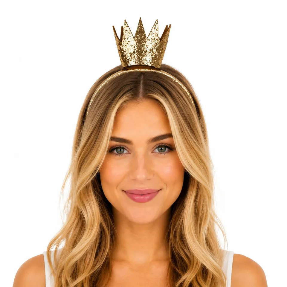 das-kost-mland-haarreif-goldene-glitzer-krone-prinzessin image 1