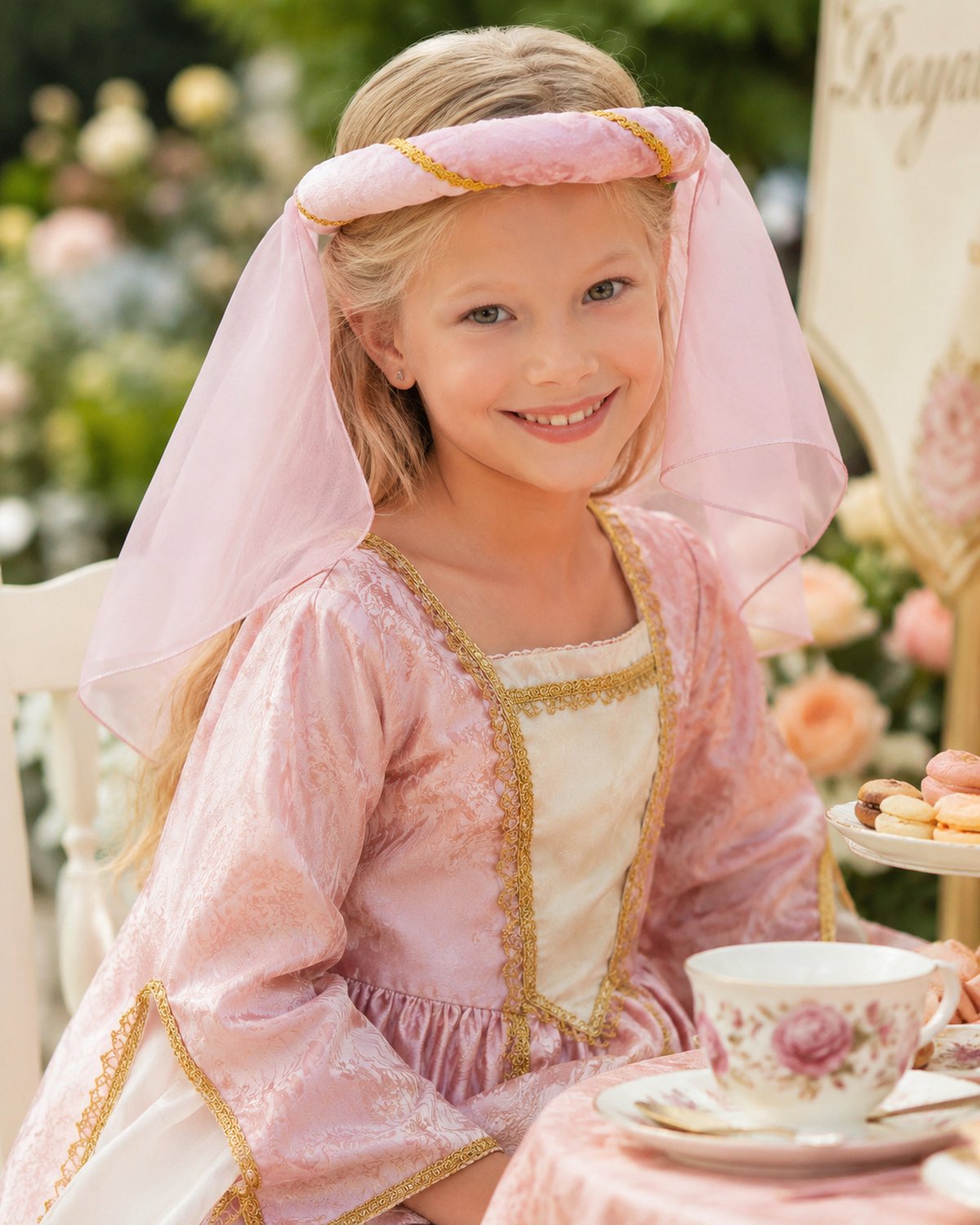 helena-mittelalter-haarband-rosa-mit-schleier-f-r-m-dchen image 2