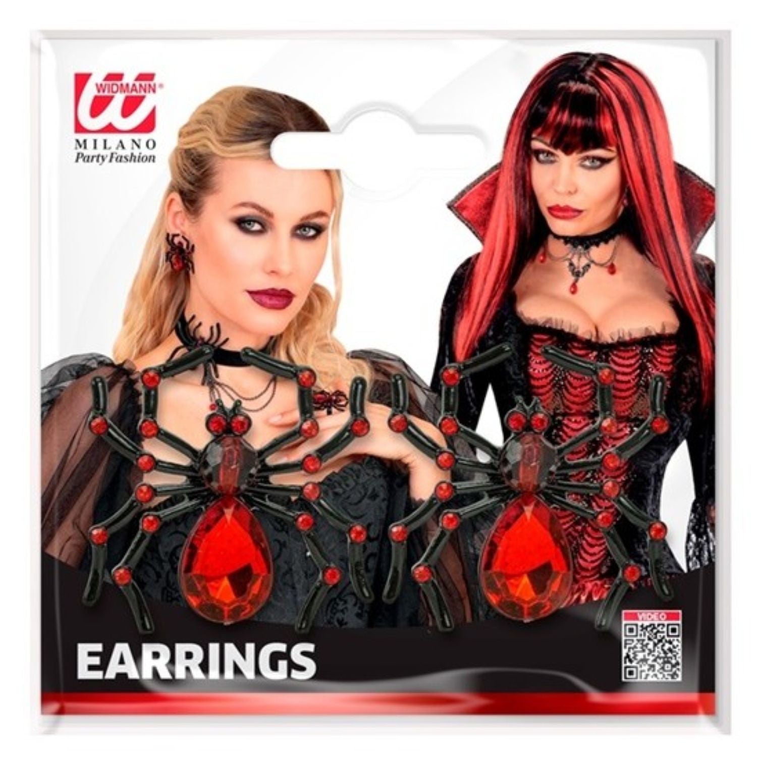 das-kost-mland-spinnen-ohrringe-schwarz-rot-strass image 2
