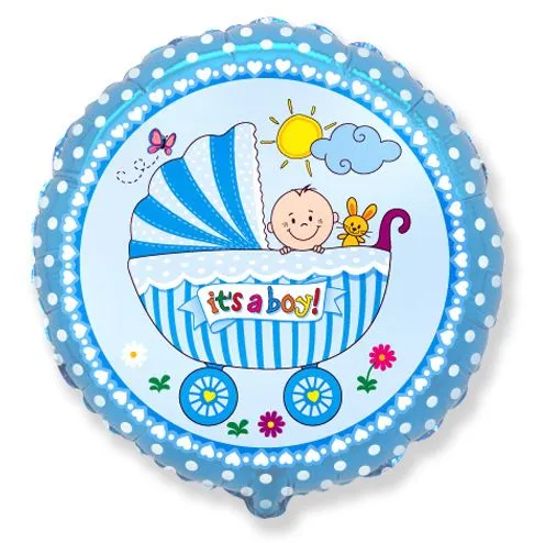 das-kost-mland-it-s-a-boy-baby-buggy-folienballon-blau-45-cm image 1