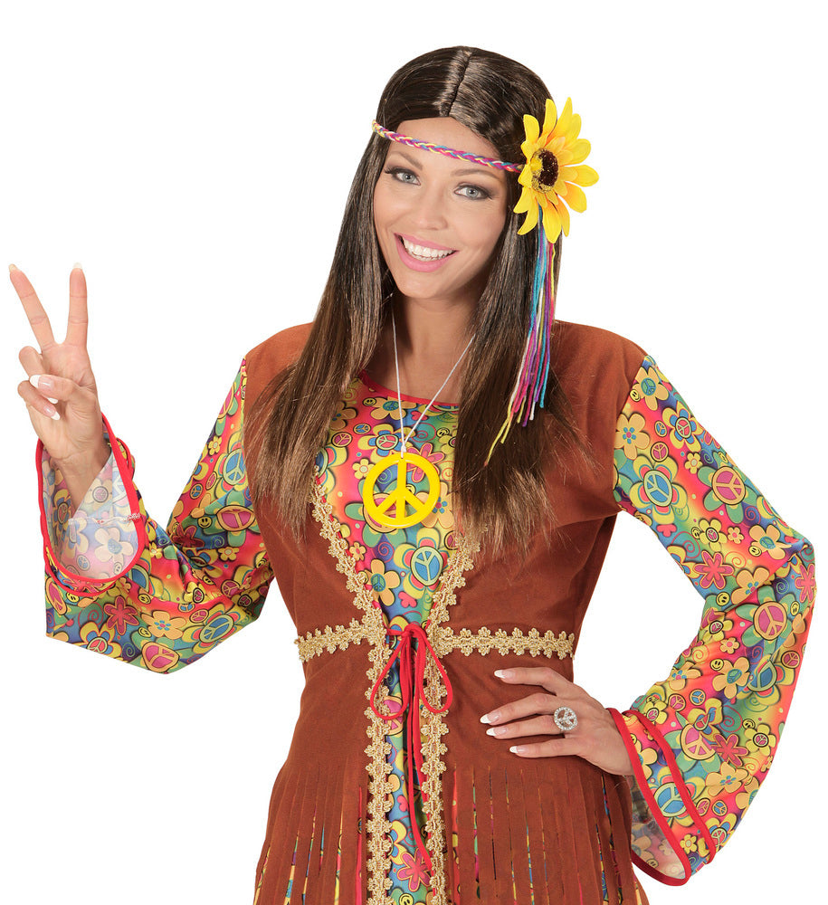 das-kost-mland-hippie-girl-per-cke-braun-blumen-stirnband-70er image 2