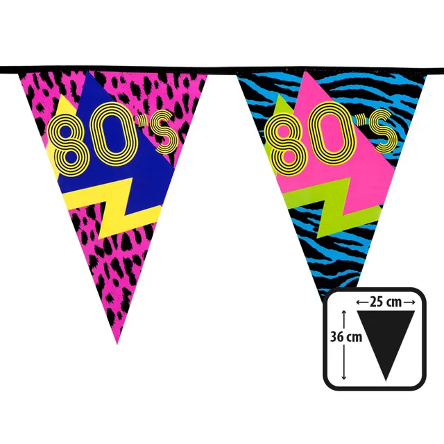 das-kost-mland-dekorationen-wimpelkette-80s-girlande-6m-neon image 1