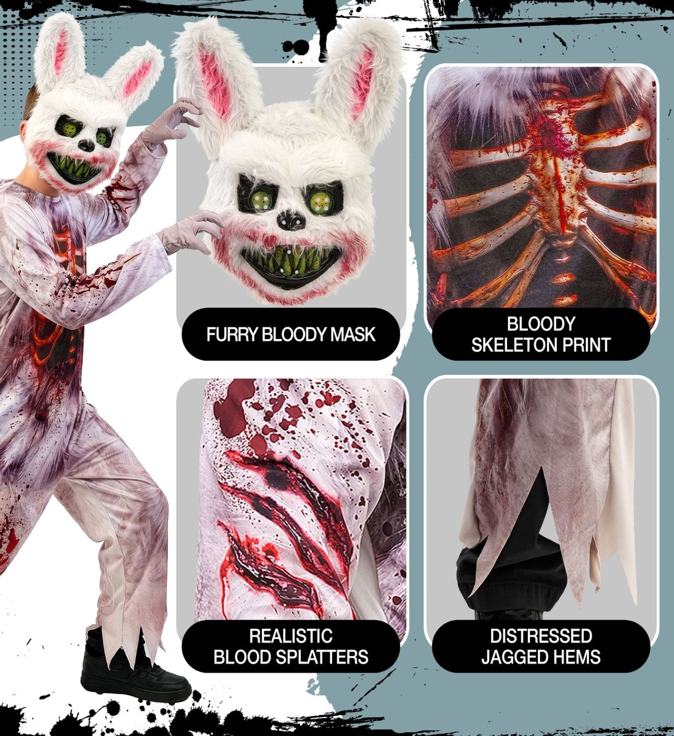 das-kost-mland-m-dchen-zombie-bunny-kost-m-overall-maske image 4
