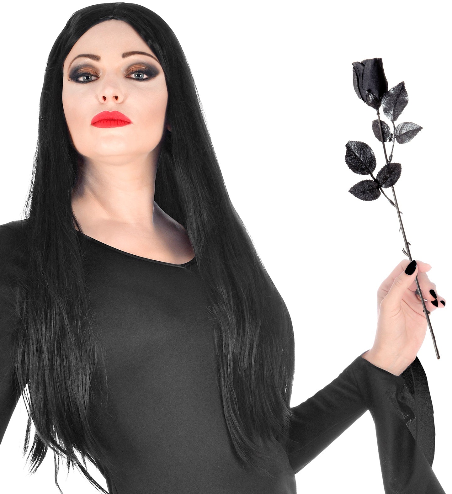das-kost-mland-black-rose-dekoblume-44-cm-schwarz-halloween image 2