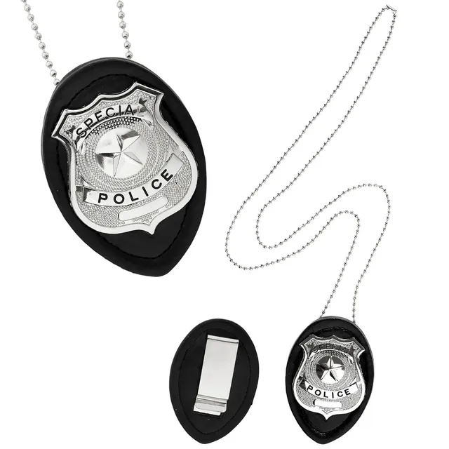 das-kost-mland-polizei-marke-kost-mabzeichen-schwarz-silber-kette image 1