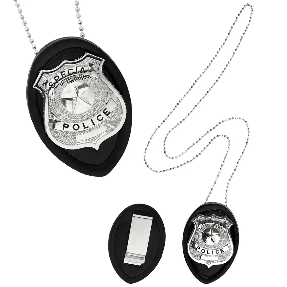 das-kost-mland-polizei-marke-kost-mabzeichen-schwarz-silber-kette image 1