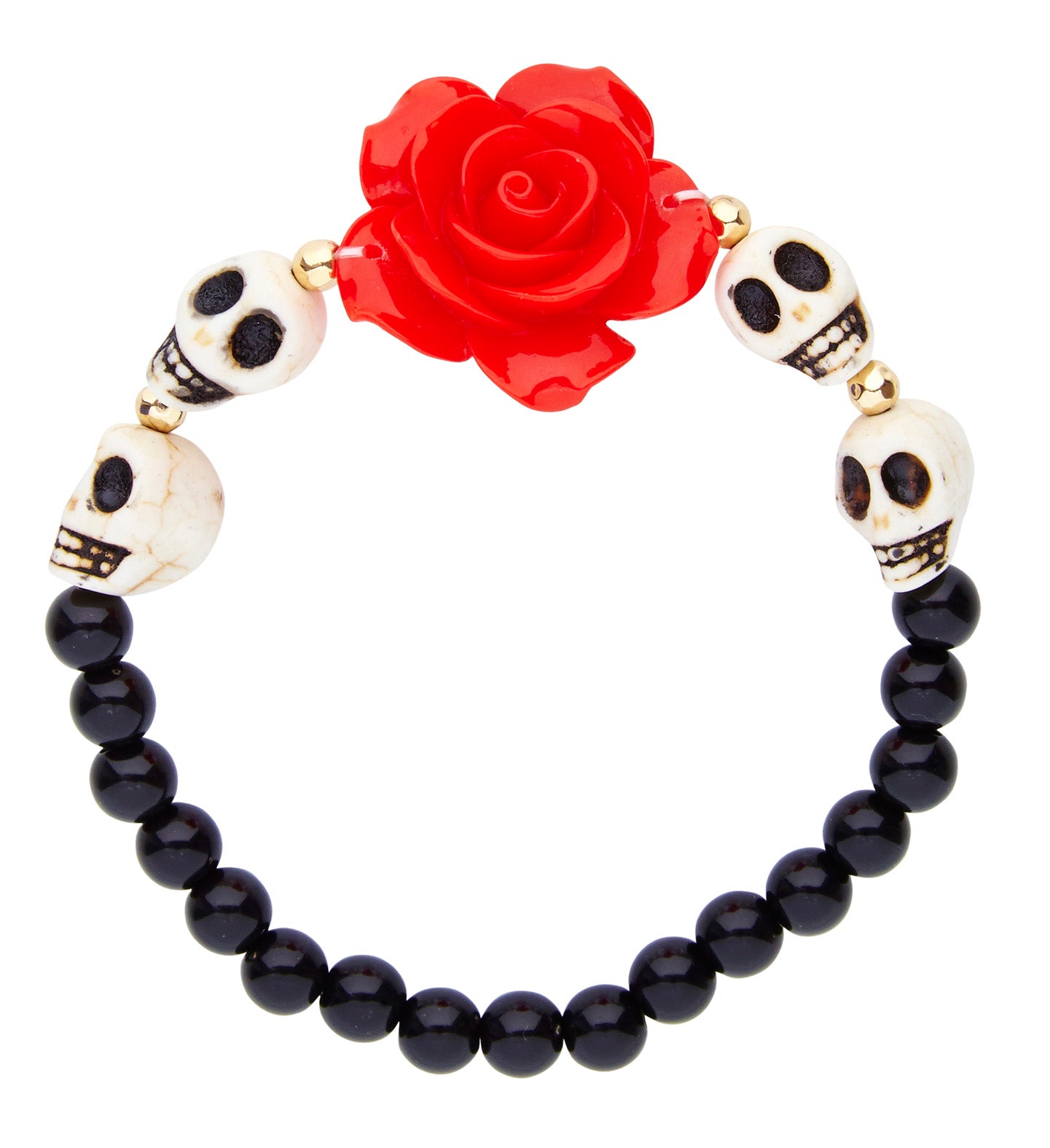 das-kost-mland-accessoires-day-of-the-dead-armband-schwarz-rot image 1