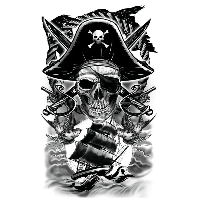 das-kost-mland-accessoires-halloween-tattoo-pirat-14x30-cm image 1