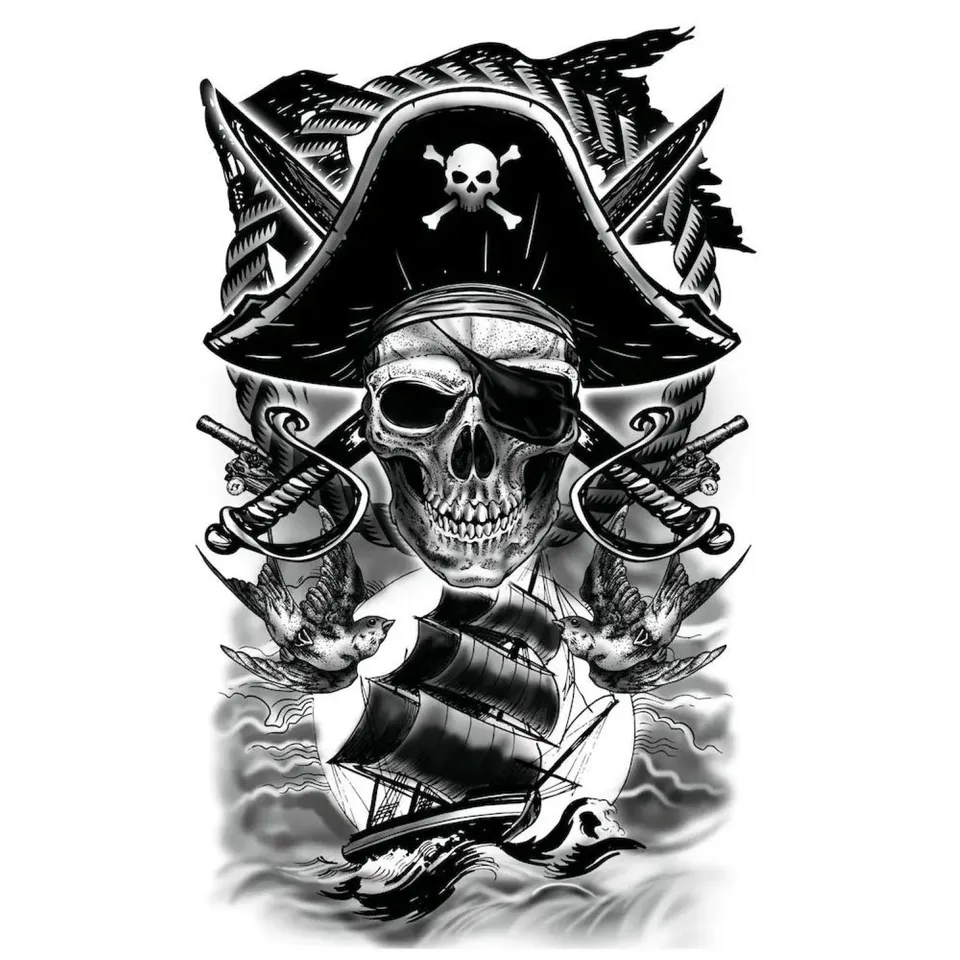 das-kost-mland-accessoires-halloween-tattoo-pirat-14x30-cm image 1