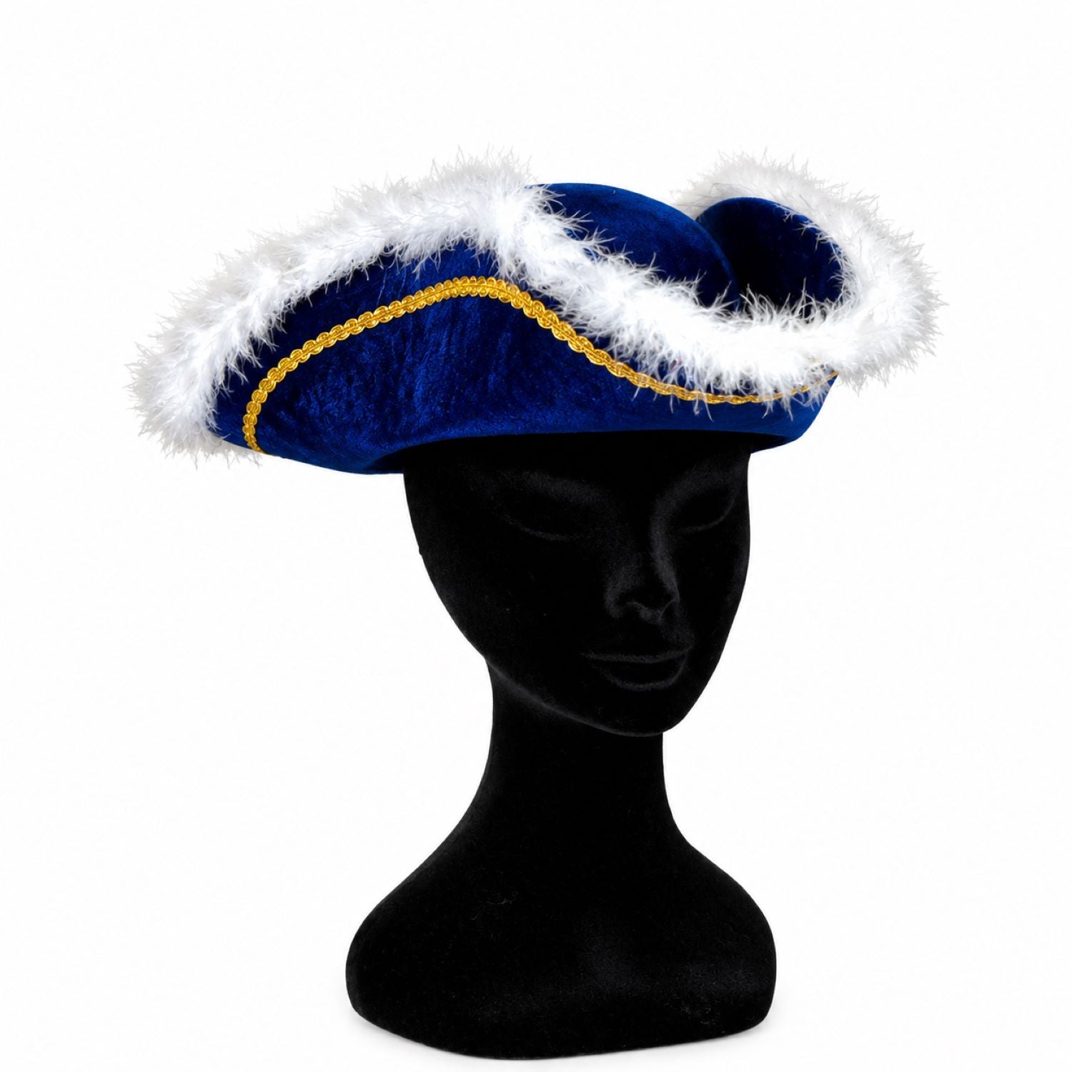 das-kost-mland-garde-dreispitz-hut-blau-mit-federborte image 2