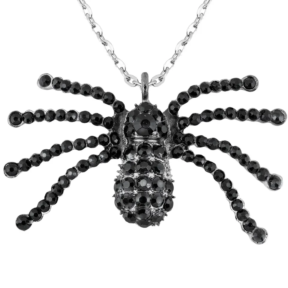 halskette-strass-spinne-schwarz-zink-gothic-schmuck image 1
