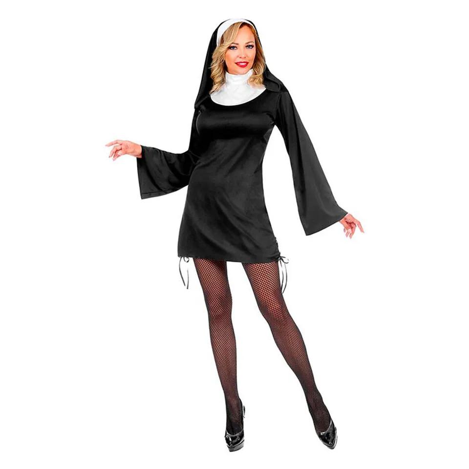 das-kost-mland-nonnen-kost-m-damen-kleid-haube-schwarz-gr-l image 1