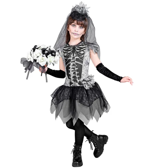 das-kost-mland-geisterbraut-kinderkost-m-skelett-kleid-grau-128 image 1