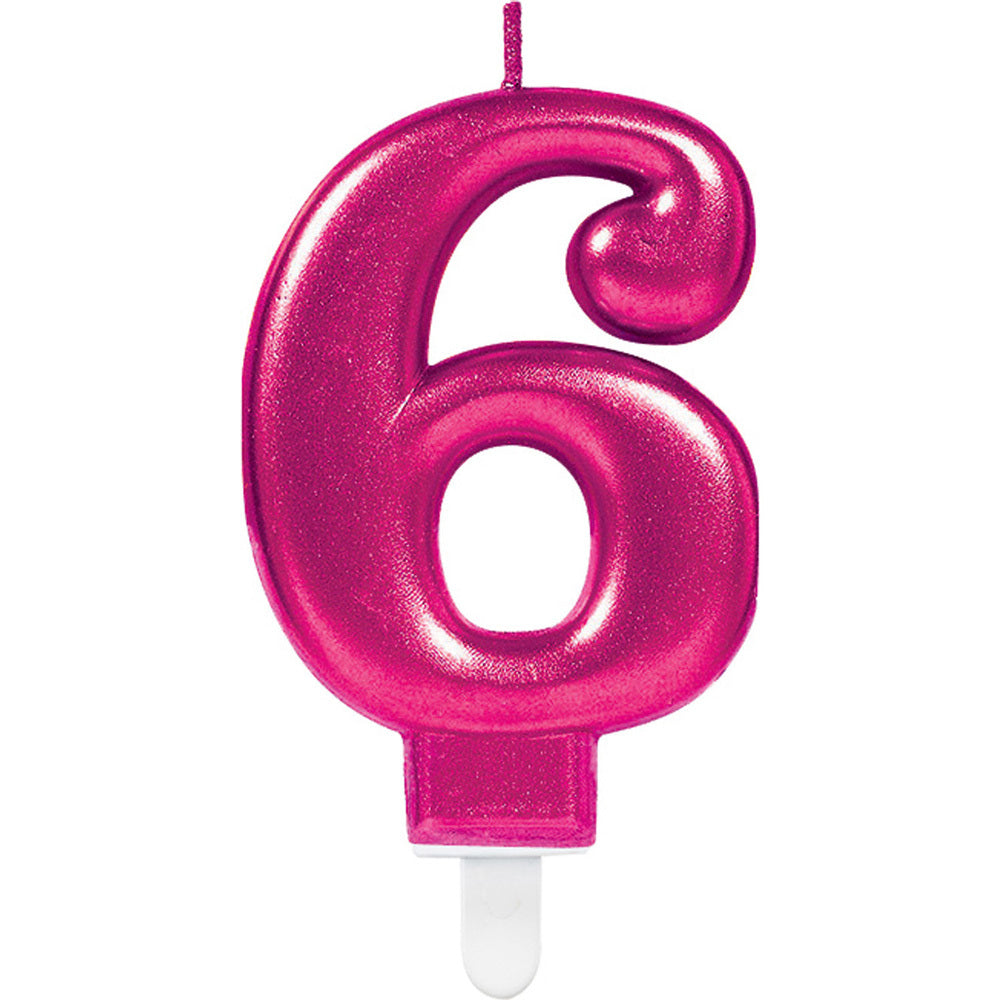 das-kost-mland-sparkling-celebrations-zahlenkerze-6-metallic-pink-9-3-cm image 1