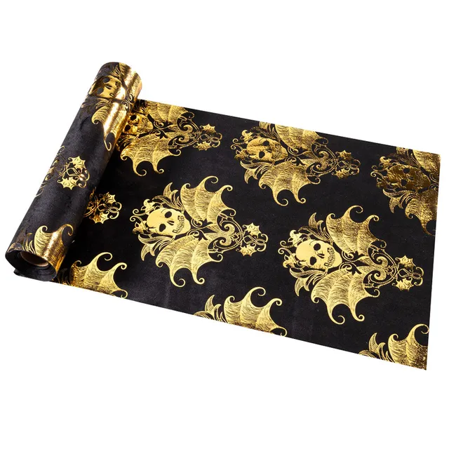 das-kost-mland-dekorationen-tischl-ufer-totenkopf-barock-schwarz-gold image 1