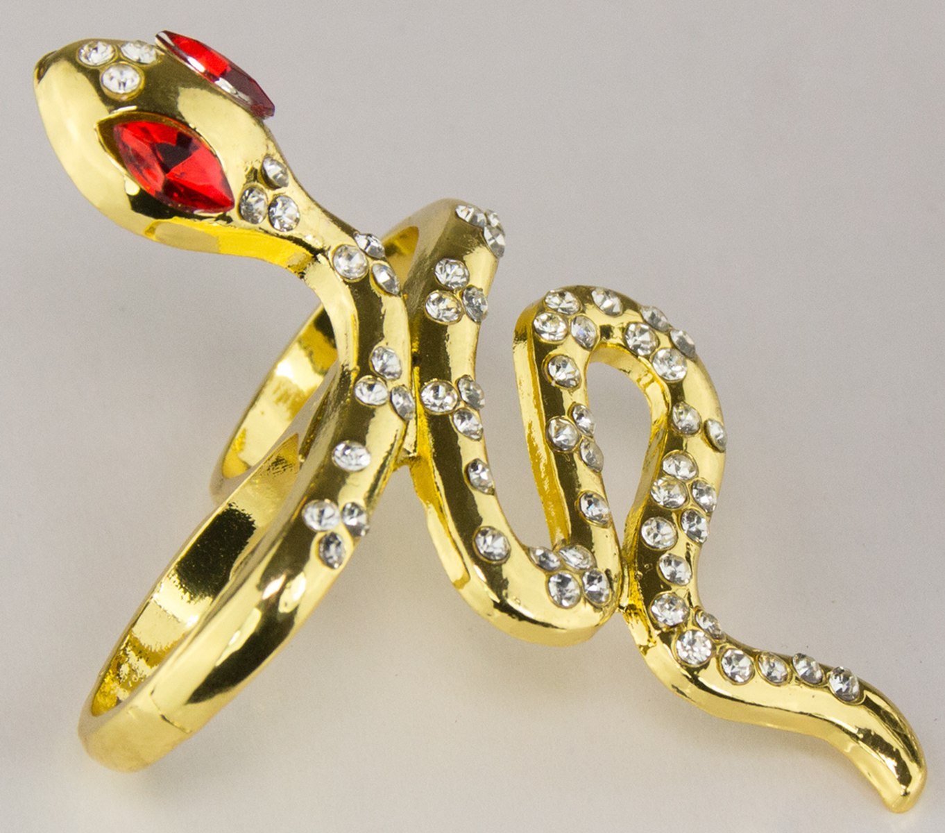 das-kost-mland-zwei-finger-ring-goldene-schlange-gold-rot-strass image 4