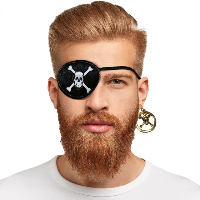 das-kost-mland-totenkopf-piraten-set-2-tlg-augenklappe-ohrring image 1