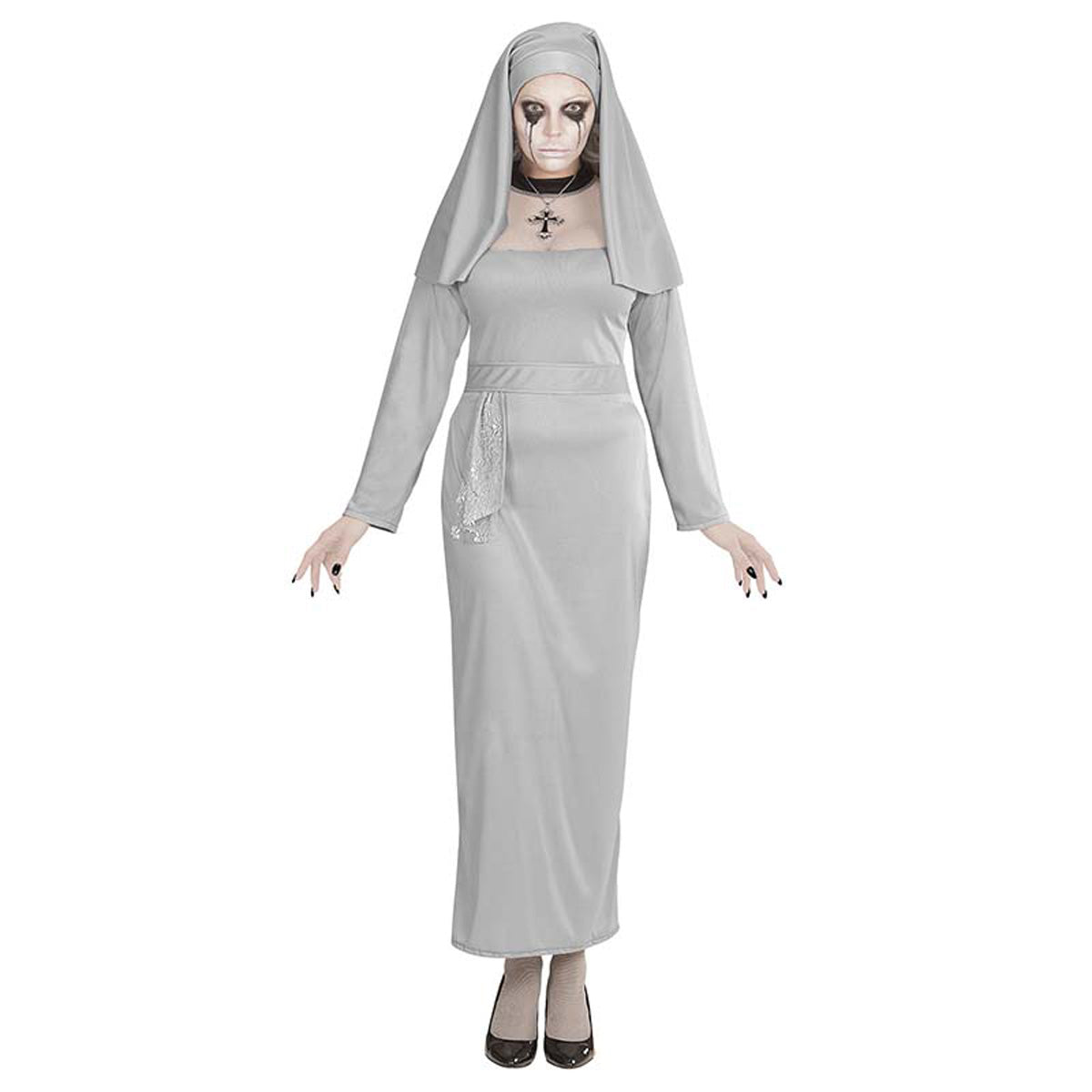das-kost-mland-damen-lady-nonne-geist-kost-m-grau-gr-l image 1