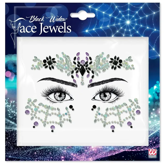 das-kost-mland-schwarze-witwe-face-jewels-selbstklebend image 1