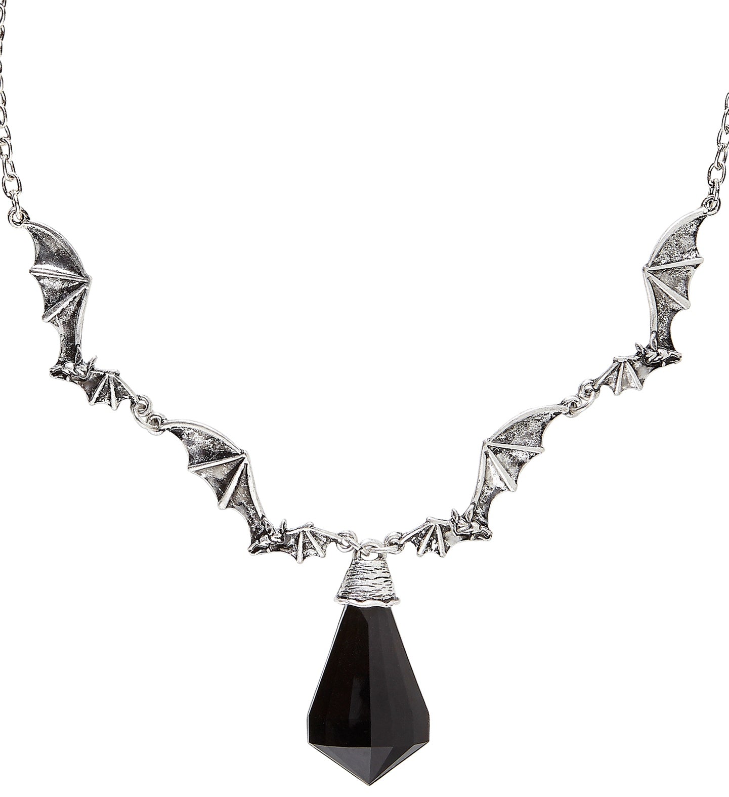 das-kost-mland-accessoires-halskette-fledermaus-silber-schwarz image 1