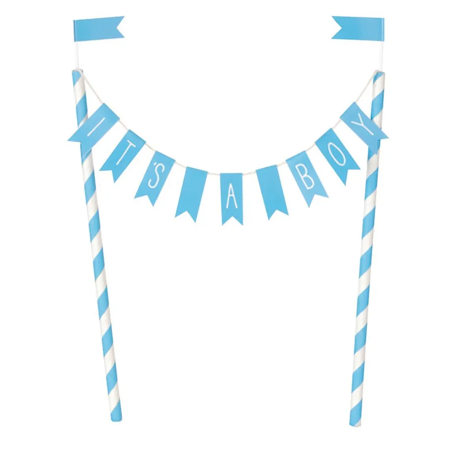 das-kost-mland-tortendeko-banner-it-s-a-boy-blau-babyparty image 1