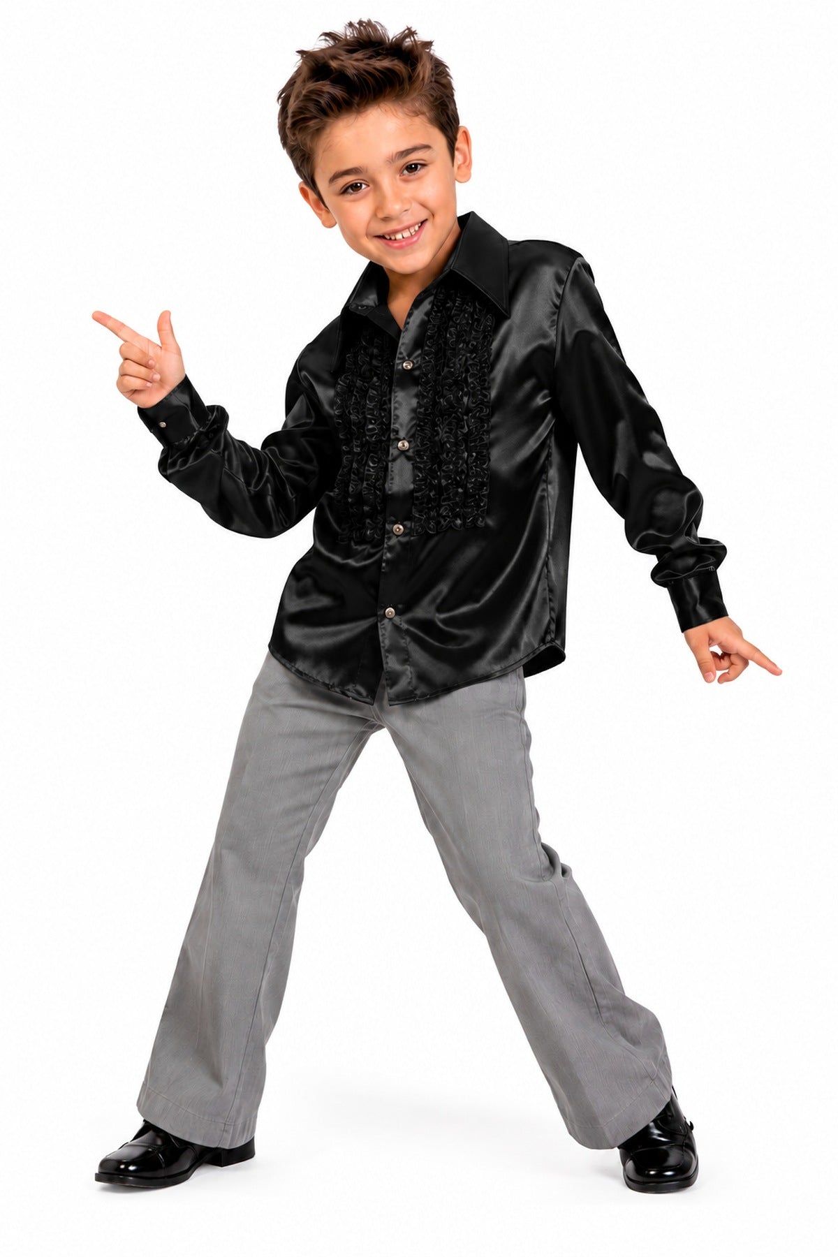 das-kost-mland-jungen-70er-satin-r-schenhemd-johnny-kinder-schwarz image 1
