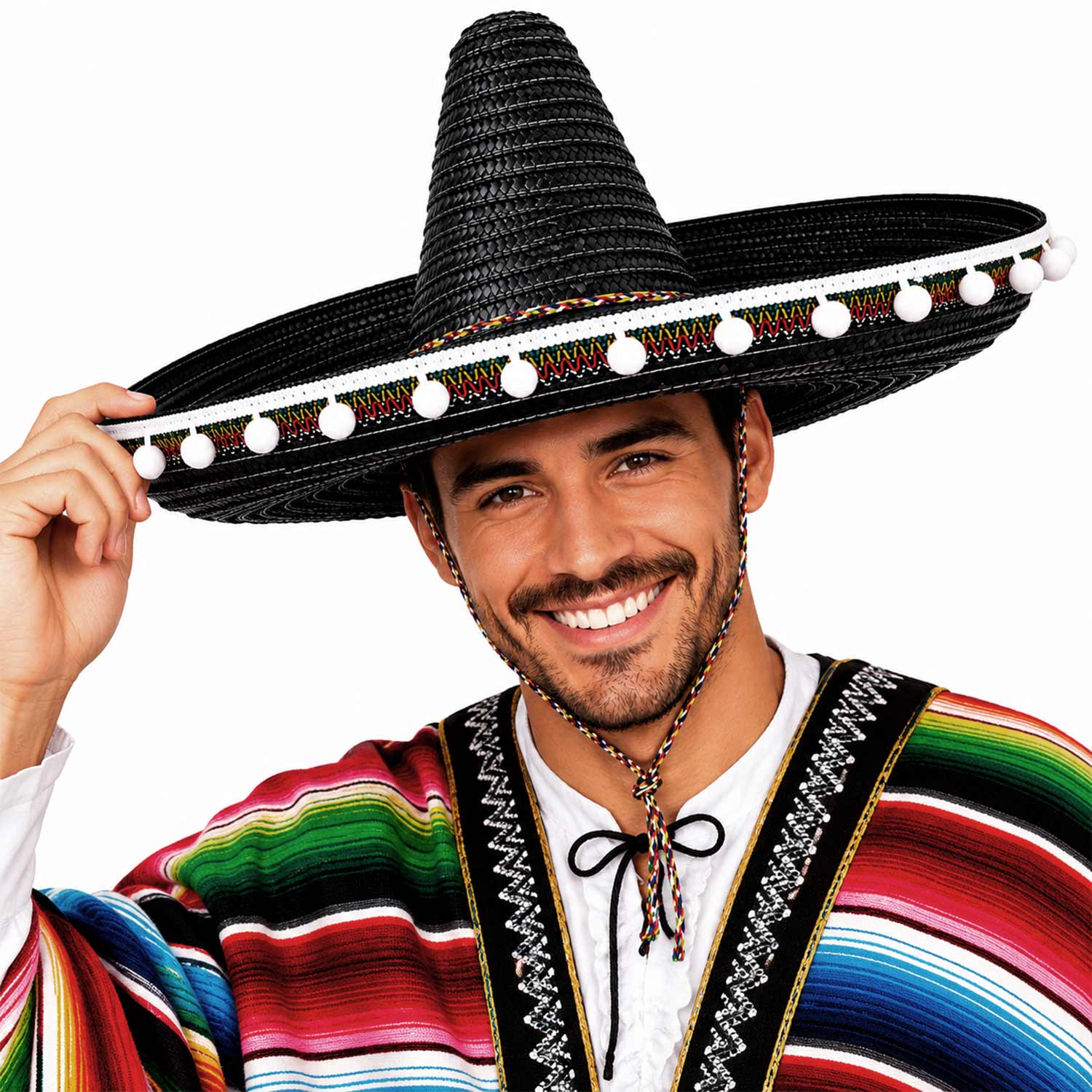 das-kost-mland-mexikaner-sombrero-mit-troddeln-60cm-hut-schwarz image 6